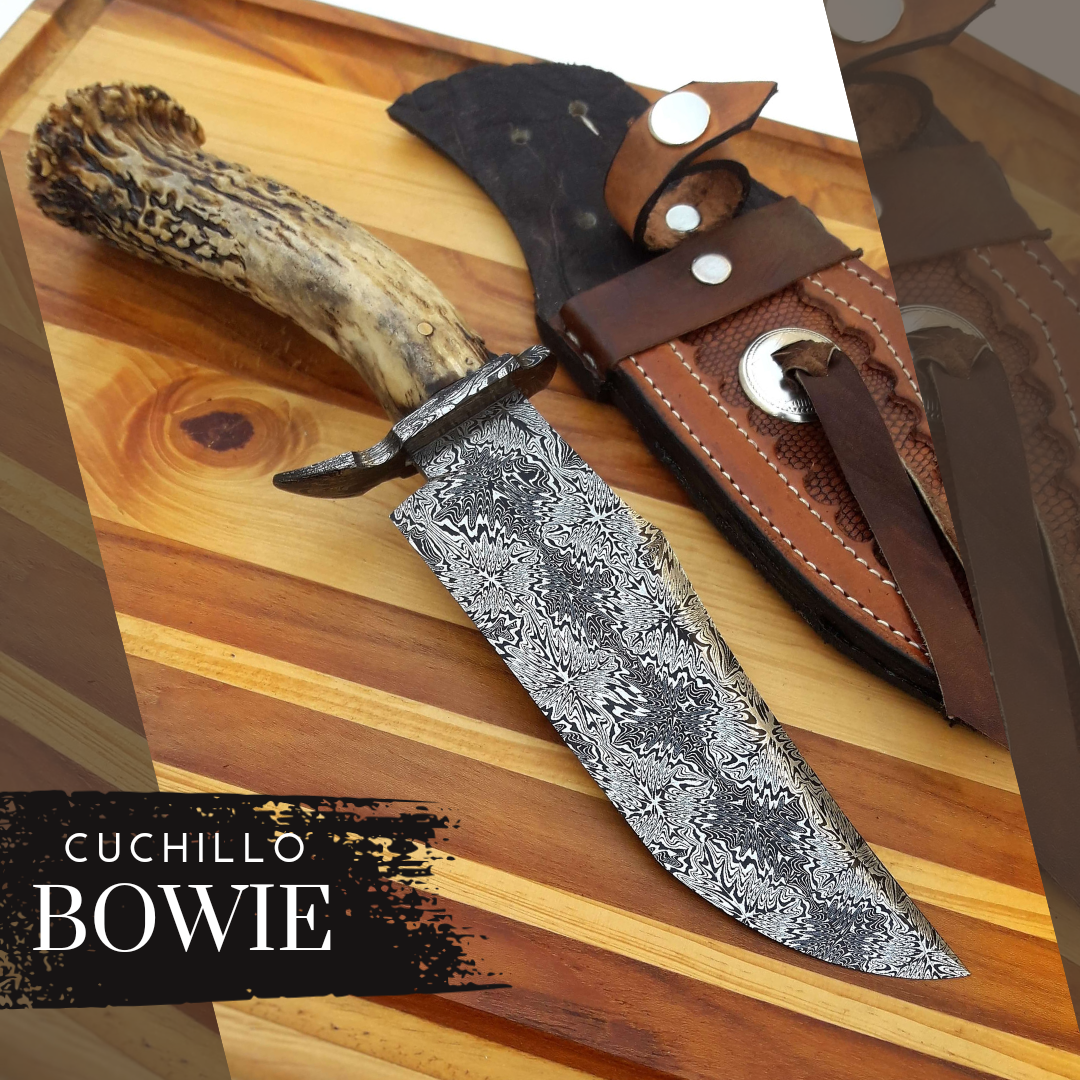 Cuchillo Bowie En Acero De Damasco Patr N Mosaico Cuchillos