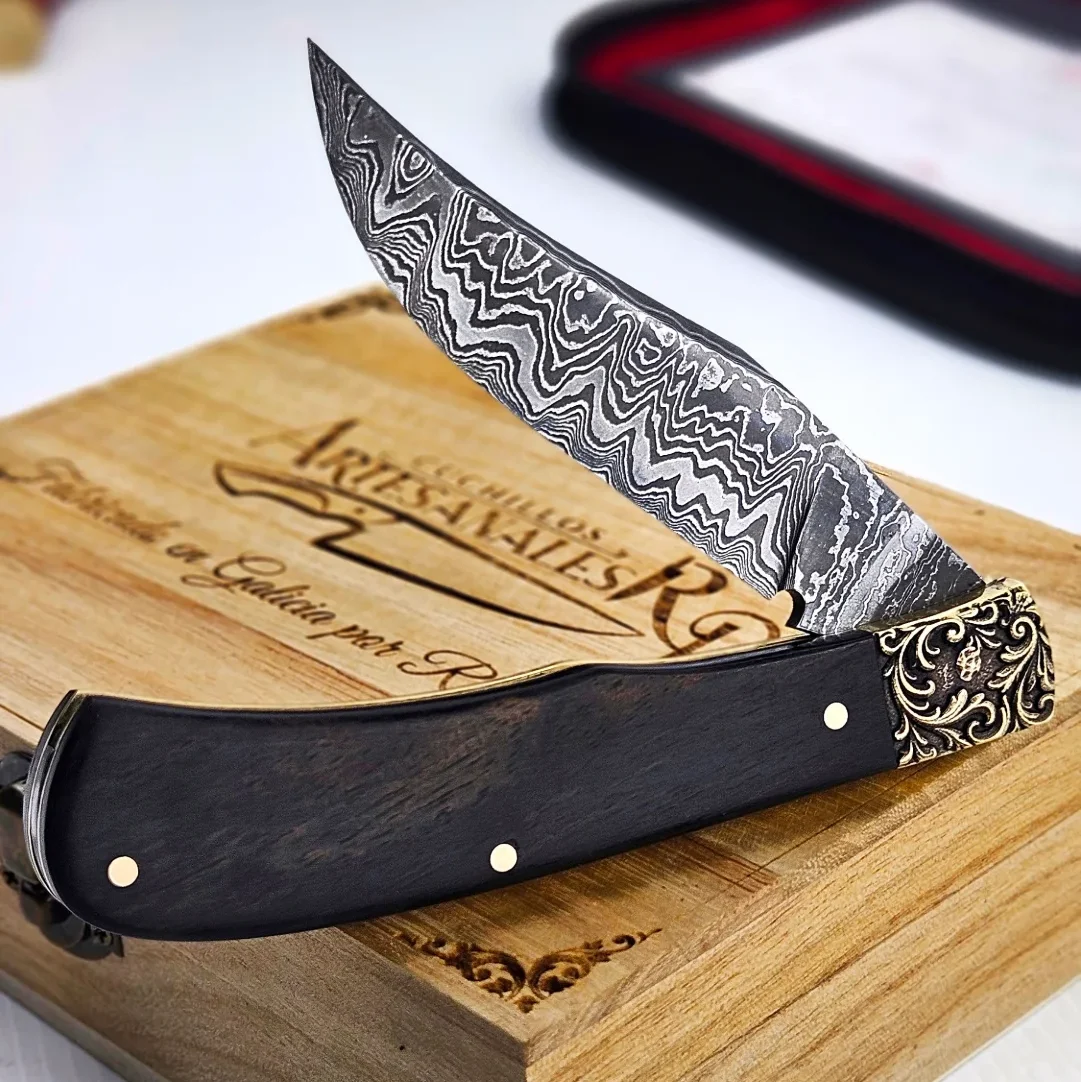 Navaja en Acero de Damasco Patrón Aleatorio