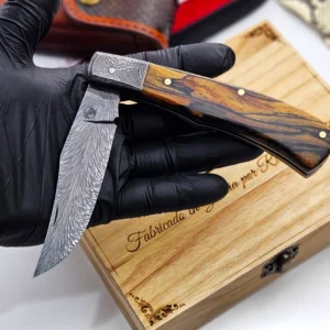 Navaja en Acero de Damasco Patrón Pluma