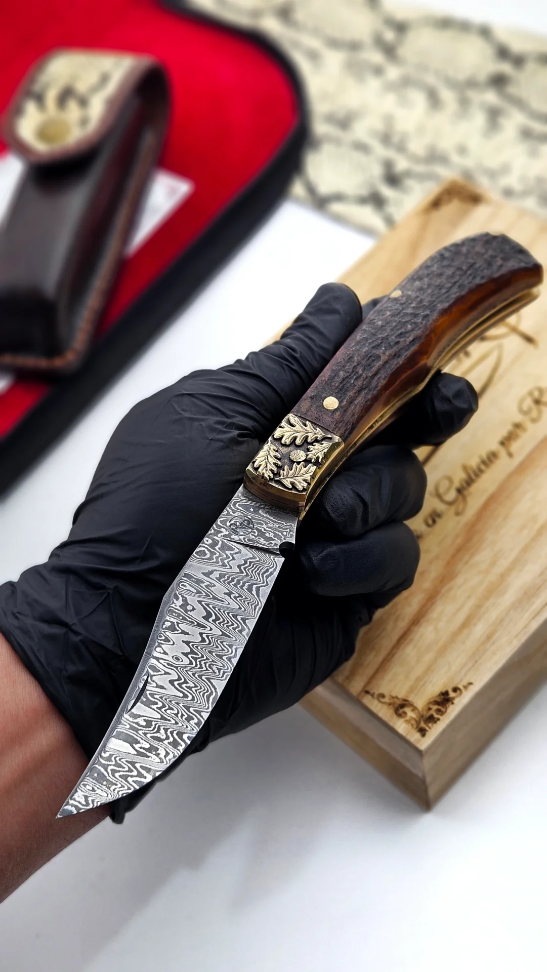 Navaja en Acero de Damasco Patrón Aleatorio - Imagen 5